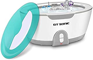 Ultrasonic Cleaner,Professional Ultrasonic Dentures Cleaner 450ml for Rings Coins Tools Razors Earrings Necklaces with LED Dual-Color Display Light, Detachable Tank, Dentures Holder Cleaning Basket