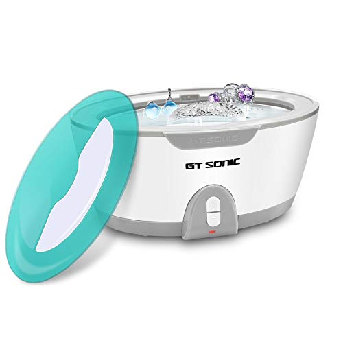 Ultrasonic Cleaner,Professional Ultrasonic Dentures Cleaner 450ml for Rings Coins Tools Razors Earrings Necklaces with LED Dual-Color Display Light, Detachable Tank, Dentures Holder Cleaning Basket