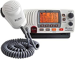 Cobra MR F77W GPS Fixed Mount VHF Marine Radio  25 Watt VHF, Built-In GPS Receiver, Submersible, LCD Display, Noise Cancelling Mic, NOAA Weather, Signal Strength Meter, Scan Channels, White