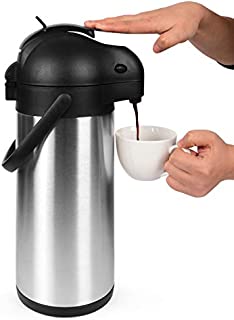 Cresimo 101 Oz (3L) Airpot Thermal Coffee Carafe and Coffee Server/Lever Action/Stainless Steel Insulated Flask / 12 Hour Heat Retention / 24 Hour Cold Retention (Airpot)