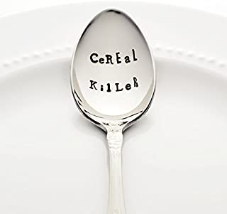 CeREaL KilLeR - (Option to Personalize with a Name) | Hand Stamped Stainless Steel Spoon by Bon Vivant Design House - Food Pun Novelty Foodie Gifts for Him and Her. Stocking Stuffer.