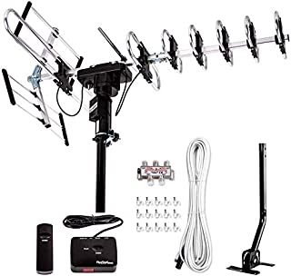 [Newest 2020] Five Star Outdoor Digital Amplified HDTV Antenna - up to 200 Mile Long Range,Directional 360 Degree Rotation,HD 4K 1080P FM Radio, Supports 5 TVs Plus Installation Kit and Mounting Pole