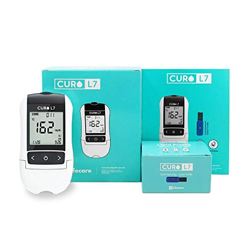 CURO-L7 Professional Grade Blood Cholesterol Test Home KIT (All-in-One : Test Device, Test Strips 10ea, Lancets & EziTube Rod Included)