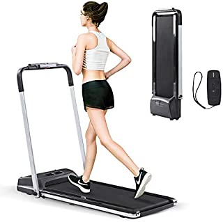 Estleys 2 in 1 Folding Under Desk Treadmill, Smart Walking Jogging Machine, Dual LCD Display& Remote Controller, Compact Treadmill or Home Gym Fitness Workout, Installation-Free