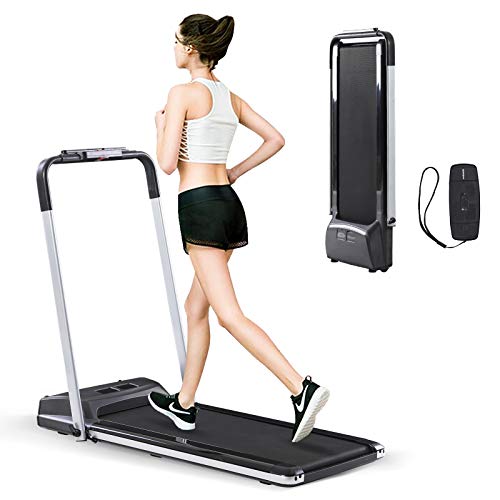 Estleys 2 in 1 Folding Under Desk Treadmill, Smart Walking Jogging Machine, Dual LCD Display& Remote Controller, Compact Treadmill or Home Gym Fitness Workout, Installation-Free