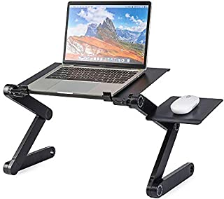 Laptop Table, Adjustable Laptop Bed Table, Portable Laptop Workstation CPU Cooling Fans and Mouse PadErgonomic Lap Desk TV Bed Tray Standing Desk