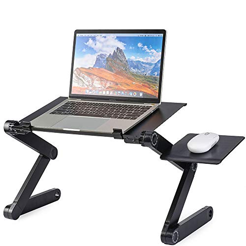 Laptop Table, Adjustable Laptop Bed Table, Portable Laptop Workstation CPU Cooling Fans and Mouse PadErgonomic Lap Desk TV Bed Tray Standing Desk