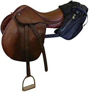 TrailMax English/Endurance Horse Saddle Bag for Trail-Riding, Featuring 3 Compartments & Quick Release Compression Straps, Black