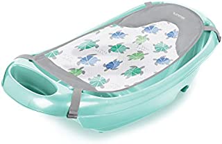 Summer Splish'n Splash Newborn to Toddler Tub (Aqua)  3-Stage Tub for Newborns, Infants, and Toddlers  Includes Fabric Newborn Sling, Cushioned Support, Parent Assist Tray, and a Drain Plug