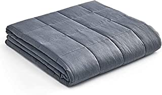 YnM Weighted Blanket  Heavy 100% Oeko-Tex Certified Cotton Material with Premium Glass Beads (Dark Grey, 48''x72'' 15lbs), Suit for One Person(~140lb) Use on Twin/Full Bed