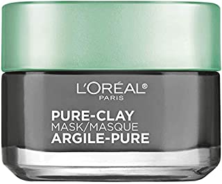 Clay Facial Mask, L'Oreal Paris Skincare Pure Clay Face Mask with Charcoal for Dull Skin to Detox & Brighten Skin, at home face mask, 1.7 oz.