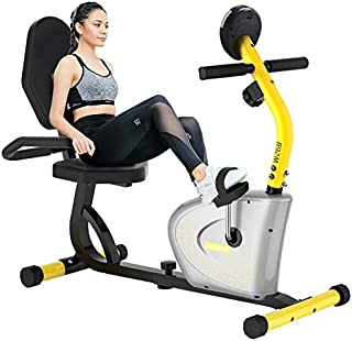 cycool Recumbent Exercise Bike, Magnetic Indoor Cycling Bike for Seniors Recument Stationary Bikes with Adjsutable Resistance and LCD Display For Home Cardio Workout (orange)