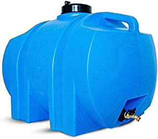 WaterPrepared 35 Gallon Water Storage Tank Emergency Water Barrel Container with Large Lid for Emergency Disaster Preparedness - Space Saving Long Lasting Storage - BPA Free (Blue)