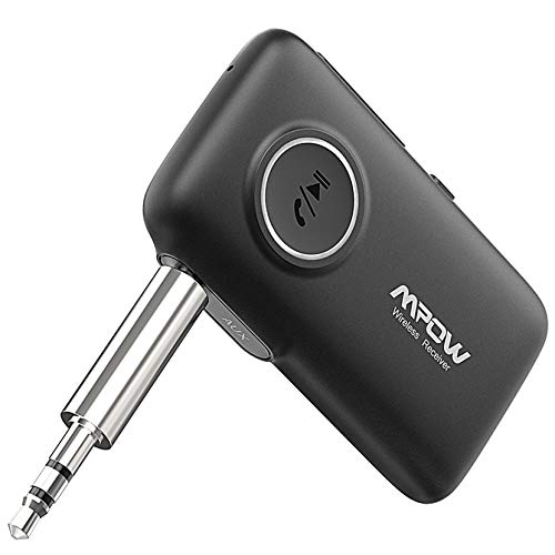 Mpow BH298 Bluetooth receiver for car, Aux Wireless Bluetooth with Bluetooth 5.0 for Wired Speakers/Headphones/Home Music Streaming Stereo System, Portable Bluetooth Car Adapter, Slide Switch, Black