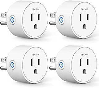 Smart Plug Compatible with SmartThings, Alexa Google Assistant for Voice Control, Teckin Mini Smart Outlet Wifi Socket with Timer Function, No Hub Required, White FCC ETL Certified