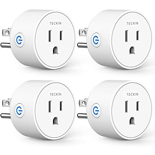 Smart Plug Compatible with SmartThings, Alexa Google Assistant for Voice Control, Teckin Mini Smart Outlet Wifi Socket with Timer Function, No Hub Required, White FCC ETL Certified