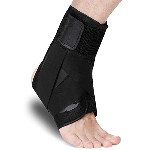 Ankle Brace, Lace Up Ankle Stabilizer with Adjustable Support for Men & Women, Ankle Brace Stabilizer for Sprained Ankle, Ankle Support for Volleyball, Basketball, Injury Recovery! (M)