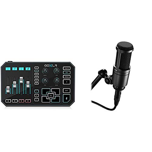 GoXLR - Mixer, Sampler, & Voice FX for Streamers & Audio-Technical AT2020 Cardioid Condenser Studio XLR Microphone, Black, Ideal for Project/Home Studio Applications