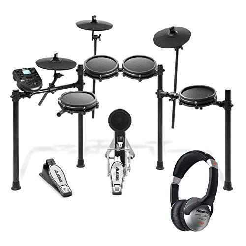 Alesis Nitro Mesh Kit  Eight Piece Mesh Electronic Drum Set With 385 Sounds + Numark HF125  Portable Headphones With Closed Back Design for Superior Isolation