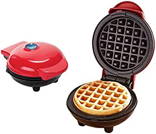 Mini Waffle Maker Machine for Single Waffle, Paninis, Hash browns, Breakfast, Lunch, Snacks & Other Sweet or Savory Treats (Red)