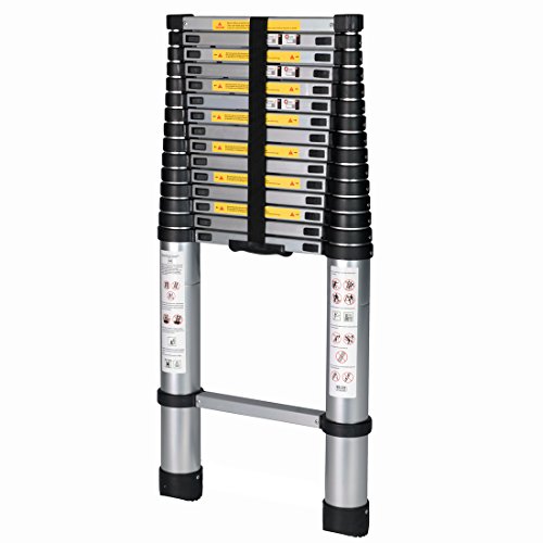 Good Life 15.5FT Telescopic EN131 Professional Folding Aluminum Multi Purpose Telescoping Ladder Extension Ladder with Spring Loaded Locking HMI023