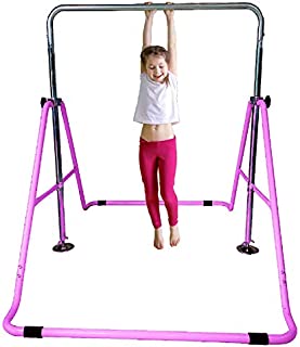 Athletic Bar Expandable Gymnastics Bar Horizontal Kip Bar Junior Training Adjustable Height Jungle Gym Children Folding Training Monkey Bars Climbing Tower Playground Balance Bar Gymnasts Purple