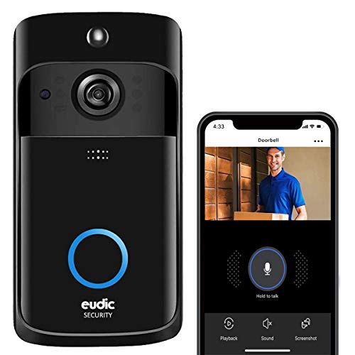 Video Doorbell Wireless WiFi Doorbell Camera IP5 Waterproof HD WiFi Security Camera Real-Time Video for iOS & Android Phone Night Light