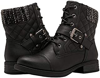 GLOBALWIN Women's Black Ankle Booties Fashion Combat Boots 9M