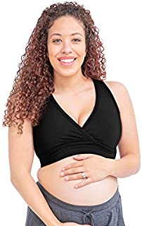 Kindred Bravely French Terry Racerback Busty Nursing Sleep Bra for E, F, G, H, I Cup | Maternity Bra for Breastfeeding (Medium-Busty, Black)