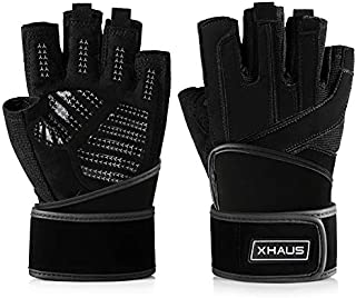 Xhaus Weight Lifting Gym Workout Gloves with Wrist Wrap Support, Breathable and Non-Slip and Full Palm Protection for Men and Women Weightlifting, Cross Training, Cycling, Crossfit, Pull ups