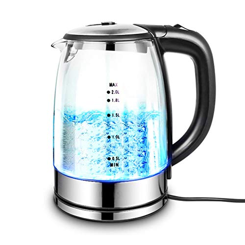 Glass Electric Kettle,2L Eco Water Kettle with Illuminated LED,BPA Free Cordless Water Boiler with Stainless Steel Inner Lid & Bottom, Auto-Off & Boil-Dry Protection,1850W,Black