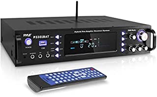 Wireless Bluetooth Home Stereo Amplifier - Hybrid Multi-Channel 3000 Watt Power Amplifier Home Audio Receiver System w/AM/FM Radio, MP3/USB,AUX,RCA Karaoke Mic in - Rack Mount, Remote - Pyle P3301BAT