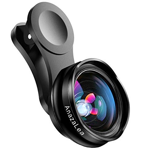 Phone Camera Lens for iPhone and Android, Wide Angle & Macro Lens (Screwed Together) Cell Phone Lens for iPhone X XR XS Max 8 7 6S Plus Samsung S9 S8 and Android Phone (Black)