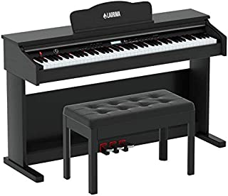 LAGRIMA 88 Key Digital Piano with Bench, Electric Keyboard Piano for Beginner/Adults with 2 Person Padded Piano Bench+Music Stand+Power Adapter+3-Pedal Board+Instruction Book+Headphone Jack(Black)