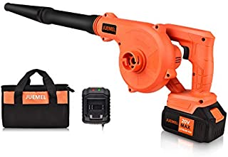 JUEMEL 20V Cordless Leaf Blower with 4.0 Ah Battery, 2 in 1 Sweeper/Vacuum Variable Speed Electric Leaf Blower for Blowing Leaf/Snow, Computer Host, Work Around The House