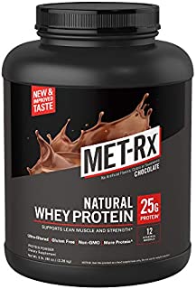 MET-Rx Natural Whey Protein Powder, Great for Meal Replacement Shakes, Low Carb, Gluten Free, Chocolate, 5 lbs, With Vitamin D and Vitamin C