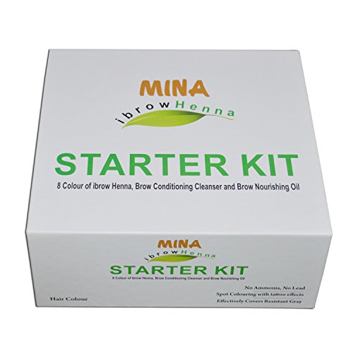 MINA ibrow Henna Starter Kit (8 Colors of ibrow Henna, Brow Conditioning Cleanser & Brow Nourishing Oil)