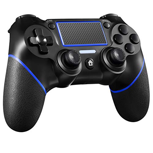 ORDA Gaming Controller Wireless Gamepad Compatible with PS4/Pro/Slim/PC and Laptop with Motion Motors and Audio Function, Mini LED Indicator, USB Cable and Anti-Slip - Blue