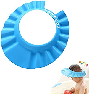 LOANPE Blue Baby Shower Cap, Bath Shampoo Cap HatSoft Hat Adjustable Visor CapProtect your eyes and face from waterSuitable for infants, children and pets from 0 to 12 years old