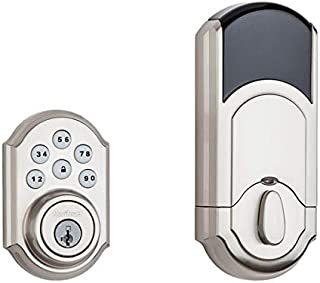 Kwikset 99100-078 SmartCode 910 Traditional Smart Keypad Electronic Deadbolt Door Lock with SmartKey Security and Z-Wave Plus, Satin Nickel