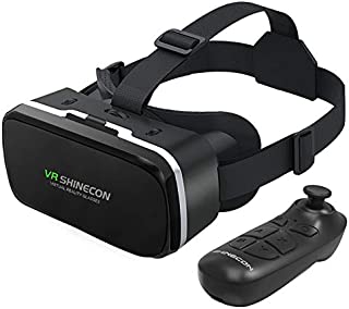 VR Headset with Remote Controller 3D Glasses Goggles HD Virtual Reality Headset Compatible with iPhone & Android Phone Eye Protected Soft & Comfortable Adjustable Distance for Phones 4.7-6.53