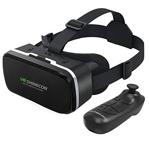 VR Headset with Remote Controller 3D Glasses Goggles HD Virtual Reality Headset Compatible with iPhone & Android Phone Eye Protected Soft & Comfortable Adjustable Distance for Phones 4.7-6.53