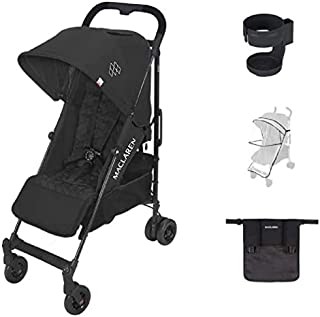 Maclaren Quest Arc Stroller - Style Set Black/Black - Ideal for Newborns up to 55lb with extendable UPF 50+/Waterproof Hood. Maclaren Carrycot Compatible. Accessories in The Box