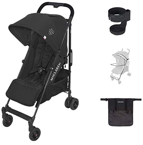 Maclaren Quest Arc Stroller - Style Set Black/Black - Ideal for Newborns up to 55lb with extendable UPF 50+/Waterproof Hood. Maclaren Carrycot Compatible. Accessories in The Box