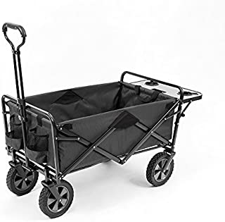 Mac Sports Collapsible Outdoor Utility Wagon with Folding Table and Drink Holders, Gray