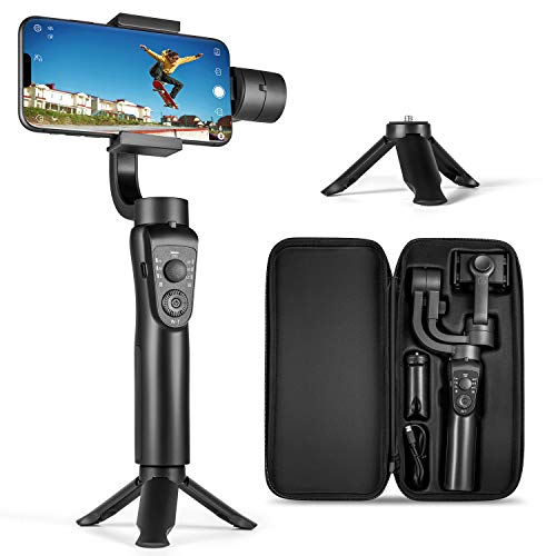 3-Axis Gimbal Stabilizer for iPhone 12 11 Pro XS Max XR X 8 Plus 7 6 SE Android Smartphone, with Sport Inception Mode Face Object Tracking Time-Lapse, for Youtuber/Vlogger