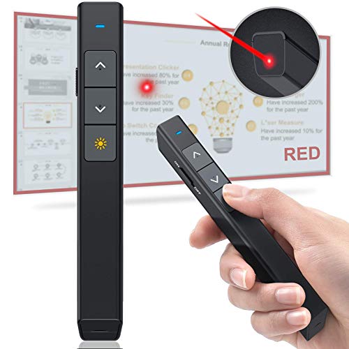 DinoFire Presentation Clicker Laser Pointer for Cats Dogs, 100FT Wireless Presenter Remote PowerPoint Clicker Presentation Remote, 2.4GHz Presentation Pointer for Mac, Laptop, Computer Cat Laser Toy