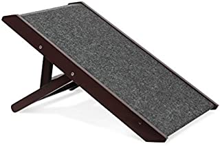 BIRDROCK HOME 13 Adjustable Small Dog Ramp for Low Beds or Couches - Small Dogs or Cats Only - Decorative Wooden Folding Doggie Ramps - Paw Friendly Grip Carpet - 10 or 13 Inch Tall - Pet - Espresso