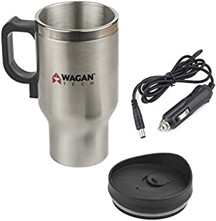 Wagan EL6100 12V Stainless Steel 16 oz Heated Travel Mug with Anti-Spill Lid, 1 Pack