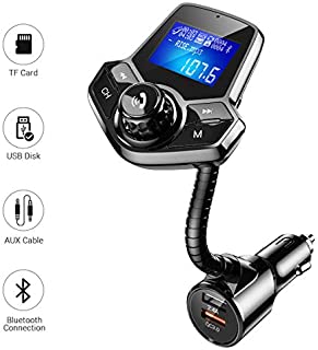 Bluetooth FM Transmitter for Car, AINOPE HI-FI Sound [QC3.0/2.4A] Fast Charge in-Car Bluetooth Radio Adapter Car Kit Hands-Free Calling Support AUX Output, TF/SD Card, U-Disk